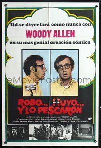 3t779 TAKE THE MONEY & RUN Argentinean movie poster '69 Janet Margolin, wacky Woody Allen mugshot!