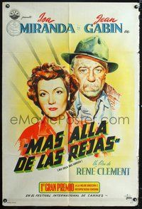 3t804 WALLS OF MALAPAGA Argentinean poster '49 Rene Clement, cool art of Jean Gabin & Isa Miranda!