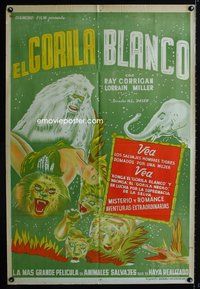 3t811 WHITE GORILLA Argentinean movie poster '45 wild savage African ape & other jungle animals!