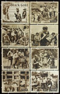 3t071 BLACK GOLD 8 movie lobby cards '27 Norman Studios all-black thrilling epic of the oil fields!
