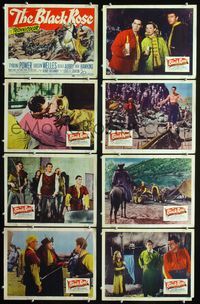 3t072 BLACK ROSE 8 movie lobby cards '50 Tyrone Power, Orson Welles, Cecile Aubrey, Jack Hawkins