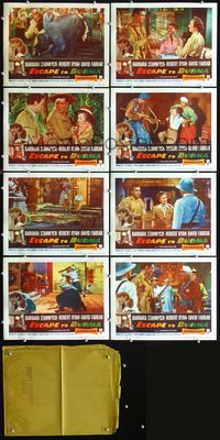 3t162 ESCAPE TO BURMA 8 movie lobby cards '55 Robert Ryan & Barbara Stanwyck find romance in India!