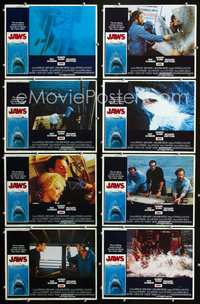 3t297 JAWS 8 lobby cards '75 Steven Spielberg's classic man-eating shark, Roy Scheider, Robert Shaw