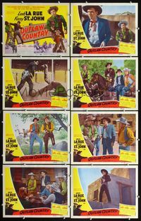 3t384 OUTLAW COUNTRY 8 movie lobby cards '48 Lash La Rue, Fuzzy St. John, cool poker playing scene!