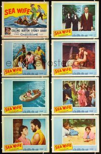 3t434 SEA WIFE 8 movie lobby cards '57 sexy Joan Collins & Richard Burton are stranded on an island!