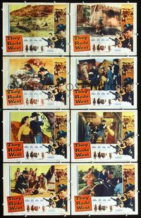 3t508 THEY RODE WEST 8 movie lobby cards '54 Robert Francis, Donna Reed, May Wynn, Phil Carey