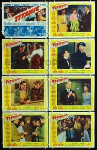 3t524 TITANIC 8 movie lobby cards '53 Clifton Webb, Barbara Stanwyck, Robert Wagner, Audrey Dalton