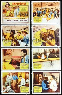3t549 URANIUM BOOM 8 movie lobby cards '56 William Castle's inside story of the Atom Age boom towns!