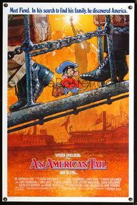 3u031 AMERICAN TAIL int'l 1sh '86 Steven Spielberg, Don Bluth, art of Fievel the mouse by Struzan!