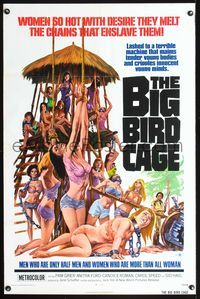 3u056 BIG BIRD CAGE one-sheet '72 Pam Grier, Roger Corman, classic chained women art by Joe Smith!