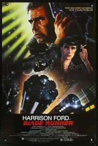 3u067 BLADE RUNNER one-sheet '82 Ridley Scott sci-fi classic, art of Harrison Ford by John Alvin!