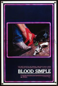 3u071 BLOOD SIMPLE one-sheet movie poster '85 Dead in the heart of Texas, Coen Brothers film noir!