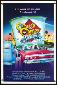 3u086 CHEECH & CHONG'S NEXT MOVIE one-sheet '80 Tommy Chong, Cheech Marin, cool drive-in drug art!