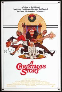 3u089 CHRISTMAS STORY one-sheet '83 best classic Xmas movie, great Robert Tanenbaum art of family!