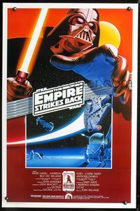 3u008 EMPIRE STRIKES BACK 1sheet R90 George Lucas sci-fi classic, cool different art by Larry Noble!