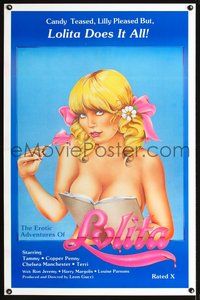 3u151 EROTIC ADVENTURES OF LOLITA one-sheet poster '82 x-rated sexploitation, great super-sexy art!