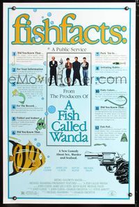 3u176 FISH CALLED WANDA fish facts 1sh '88 John Cleese, Jamie Lee Curtis, Kevin Kline, Michael Palin