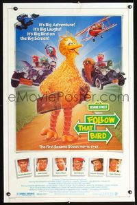 3u182 FOLLOW THAT BIRD 1sheet '85 great art of the Big Bird & Sesame Street cast by Steven Chorney!