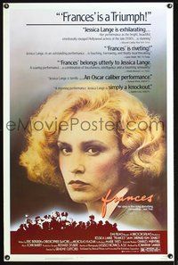 3u187 FRANCES one-sheet poster '82 great close-up of Jessica Lange as cult actress Frances Farmer!