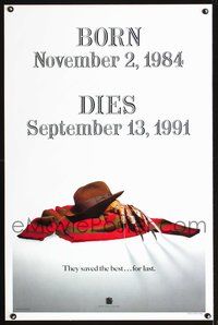 3u188 FREDDY'S DEAD style A teaser one-sheet '91 great image of Freddy Krueger's empty outfit!