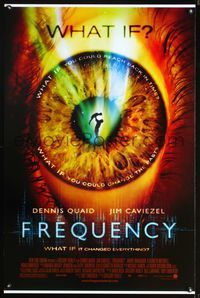 3u190 FREQUENCY DS one-sheet movie poster '00 Dennis Quaid, Jim Caviezel, cool image of eye!
