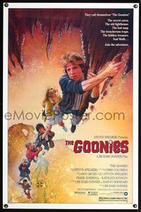 3u208 GOONIES one-sheet movie poster '85 Josh Brolin, teen adventure classic, Drew Struzan art!