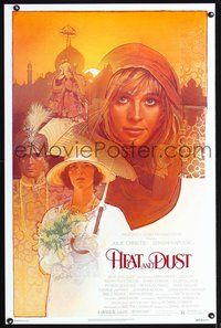 3u223 HEAT & DUST one-sheet poster '83 Julie Christie, James Ivory, really cool Struzan art of cast!