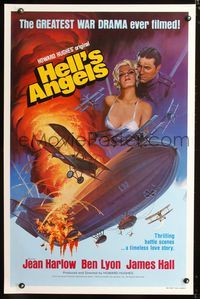 3u226 HELL'S ANGELS 1sh R79 Howard Hughes air spectacle, really cool artwork of exploding zepplin!