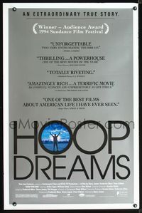 3u235 HOOP DREAMS one-sheet poster '94 Arthur Agee, William Gates, powerful basketball documentary!