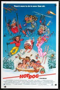 3u239 HOT DOG one-sheet '84 David Naughton, Tracy N. Smith, wacky Phil Roberts skiing artwork!