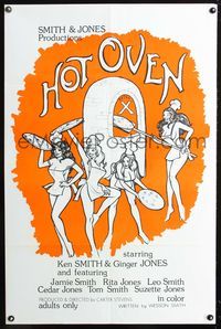 3u240 HOT OVEN one-sheet movie poster '74 artwork of sexy girls making pizza wearing only aprons!