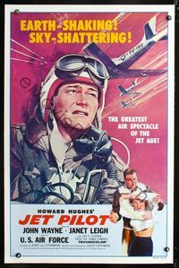3u266 JET PILOT one-sheet movie poster R79 John Wayne flies with the screaming eagles, Howard Hughes