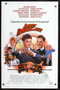 3u268 JOHNNY DANGEROUSLY one-sheet '84 great Drew Struzan art of Michael Keaton & Joe Piscopo!
