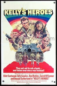 3u272 KELLY'S HEROES 1sh R72 Clint Eastwood, Telly Savalas, Don Rickles, Donald Sutherland!