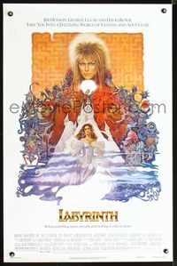 3u287 LABYRINTH one-sheet '86 Jim Henson, art of David Bowie & Jennifer Connelly by Ted CoConis!