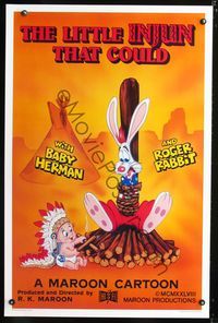 3u302 LITTLE INJUN THAT COULD Kilian one-sheet '88 great Roger Rabbit & Baby Herman cartoon art!