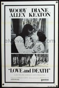3u311 LOVE & DEATH style B one-sheet poster '75 Woody Allen & Diane Keaton romantic kiss close up!