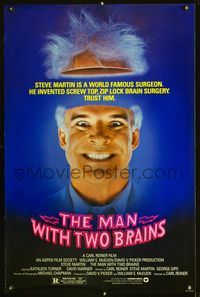 3u329 MAN WITH TWO BRAINS 1sheet '83 wacky world famous surgeon Steve Martin performs brain surgery!