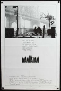3u330 MANHATTAN style B one-sheet '79 Woody Allen & Mariel Hemingway in New York City by bridge!