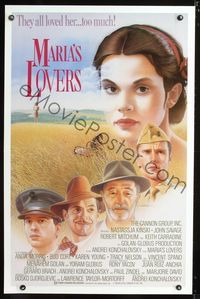 3u333 MARIA'S LOVERS int'l one-sheet '84 great different Batciaeller art of Nastassja Kinski & cast!