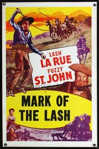 3u334 MARK OF THE LASH stock one-sheet movie poster R50s Lash La Rue, Al 