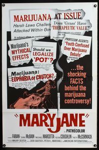 3u335 MARY JANE one-sheet movie poster '68 campy shocking sex & marijuana, euphoria or crutch?!