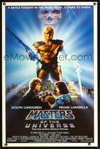 3u337 MASTERS OF THE UNIVERSE 1sh '87 great image of Dolph Lundgren as He-Man!
