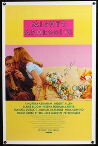 3u354 MIGHTY APHRODITE DS signed one-sheet poster '95 Woody Allen, autographed by sexy Mira Sorvino!