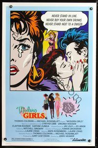 3u359 MODERN GIRLS one-sheet poster '86 Cynthia Gibb, Virginia Madsen, Daphne Zuniga, great pop art!