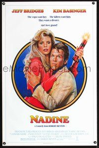 3u377 NADINE one-sheet poster '87 great Drew Struzan art of Jeff Bridges & Kim Basinger w/dynamite!