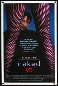 3u378 NAKED one-sheet movie poster '93 Mike Leigh, English, image of sexy legs in fishnet stockings!