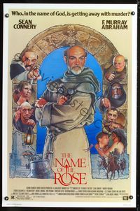 3u381 NAME OF THE ROSE 1sheet '86 Der Name der Rose, great Drew Struzan art of Sean Connery as monk!