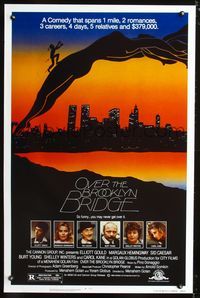 3u413 OVER THE BROOKLYN BRIDGE one-sheet '84 Elliott Gould, Margaux Hemingway, cool silhouette art!