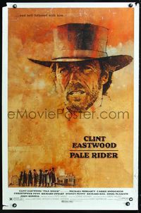 3u415 PALE RIDER one-sheet poster '85 great artwork of cowboy Clint Eastwood by C. Michael Dudash!